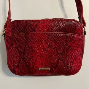 Faux Leather Red Snake Python Crossbody Camera Bag